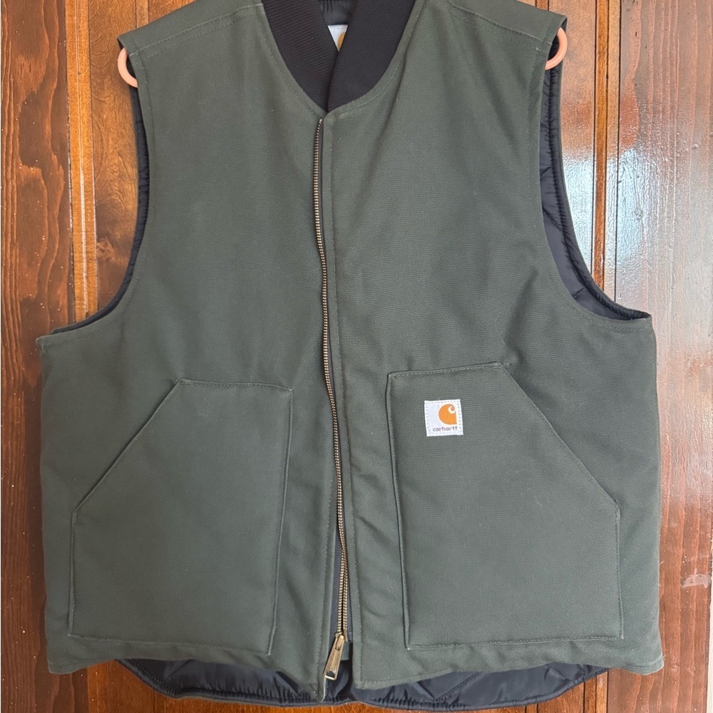 Carhartt Green Utility Vest Durable Canvas Carhartt Men's Duck Vest V32 DGR